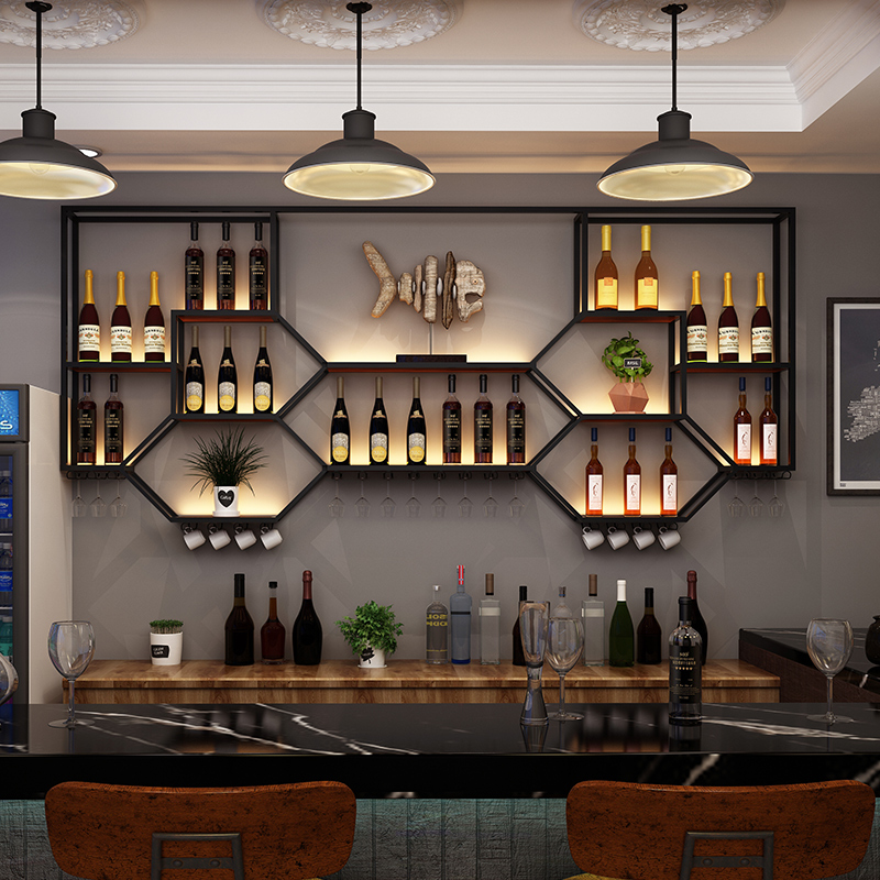 Home Bar Shelves - Metal Shelves Wine Cabinet Living Room