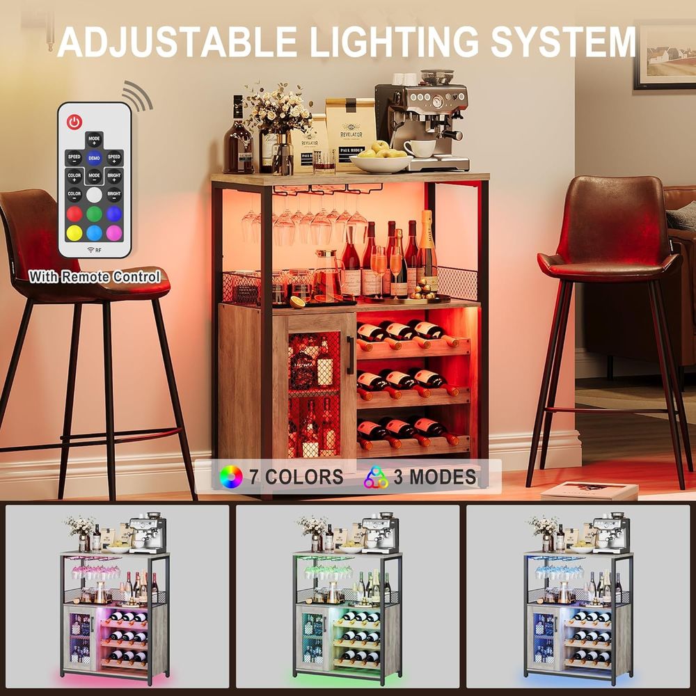 Industrial-Style LED-Lit Wine  - Home Bar And Cabinet recension och pris