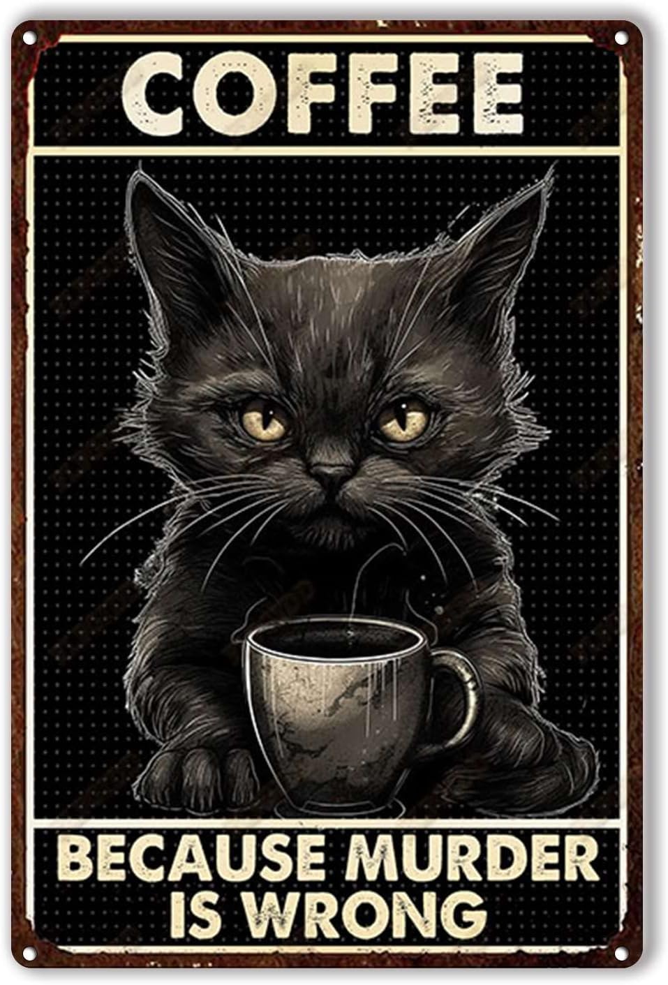 Tin Plaque Coffee cat Because  - Home Bar And Coffee recension och pris