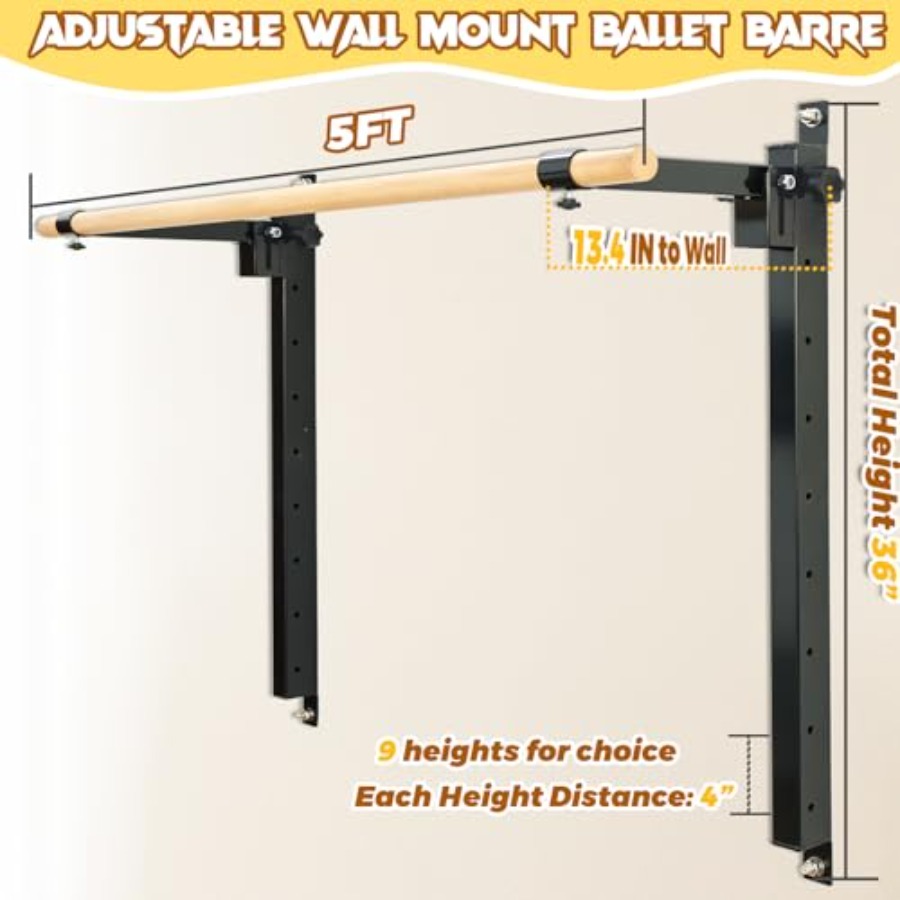 Wall Mounted Ballet Barre 4ft  - Home Bar And Gym recension och pris