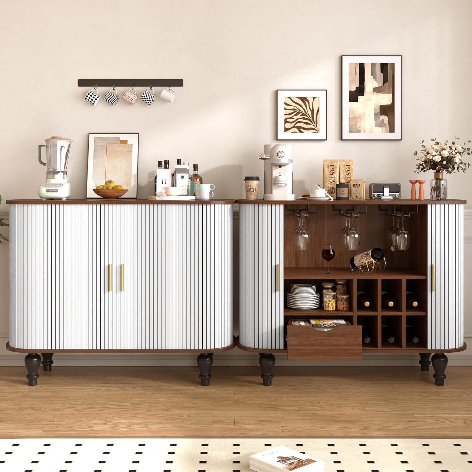 White Bar Cabinet with 6 Wine  - Home Bar And Cabinet recension och pris