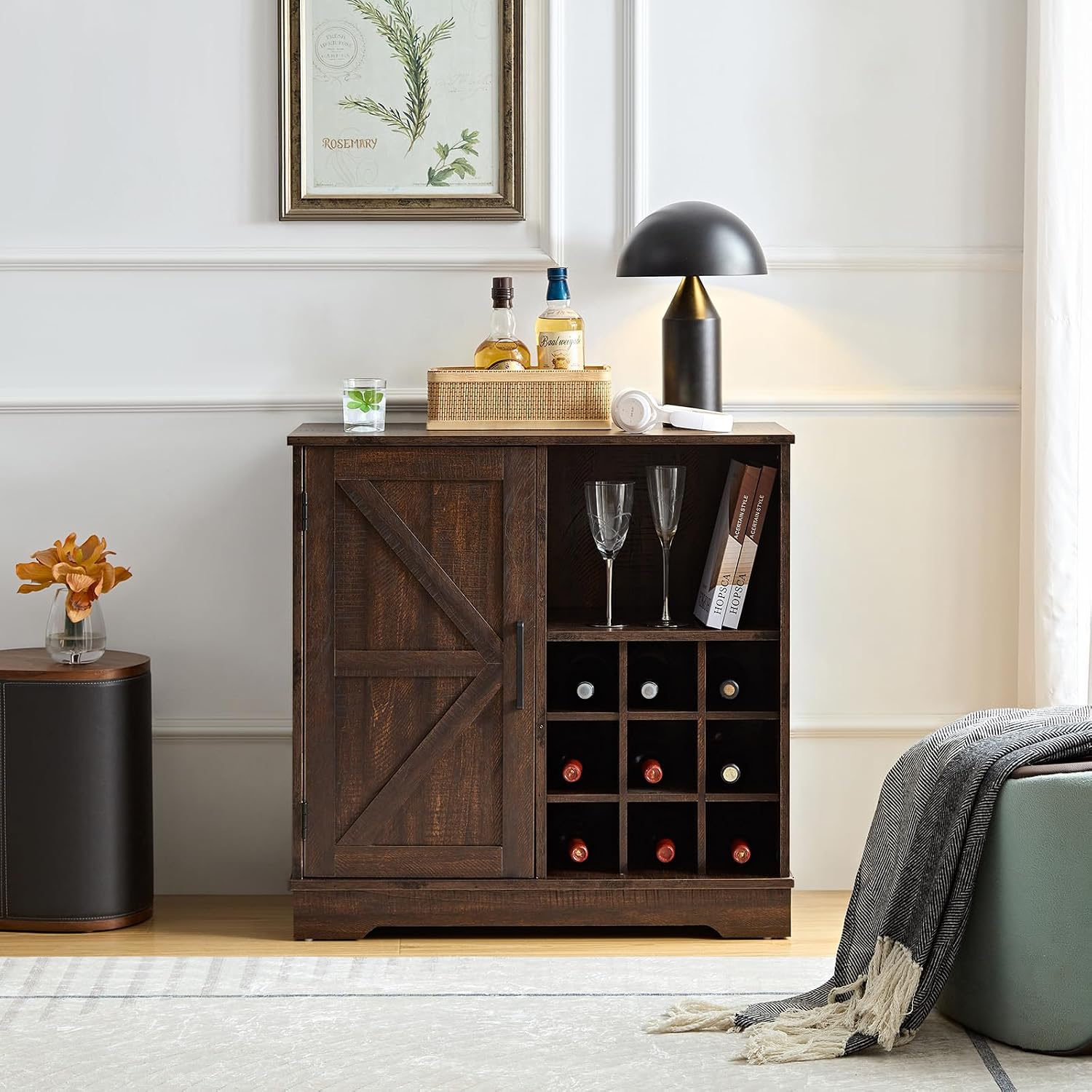 Farmhouse Bar Cabinet Wine Rac - Home Bar Shelves recension och pris