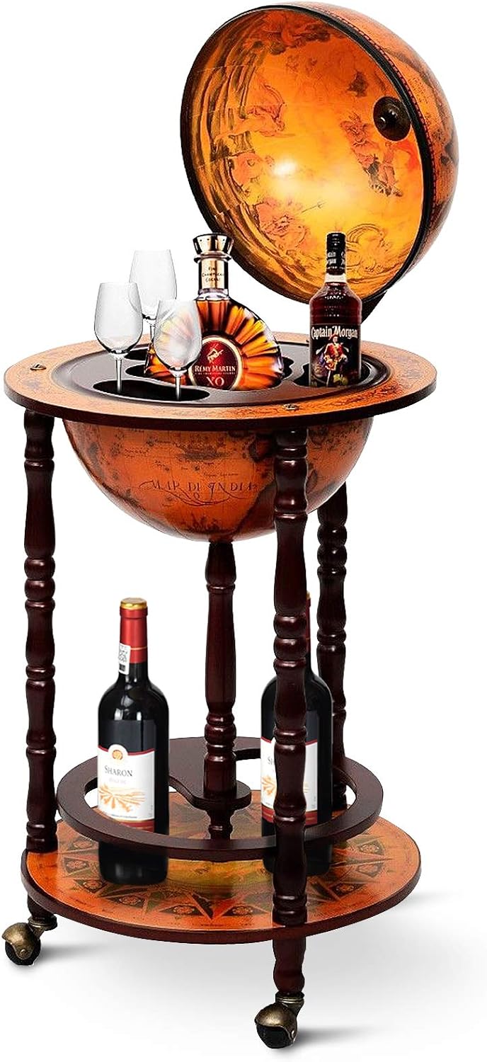 Globe Bar Cart Liquor Bar Cabi - Home Bar Shelves recension och pris