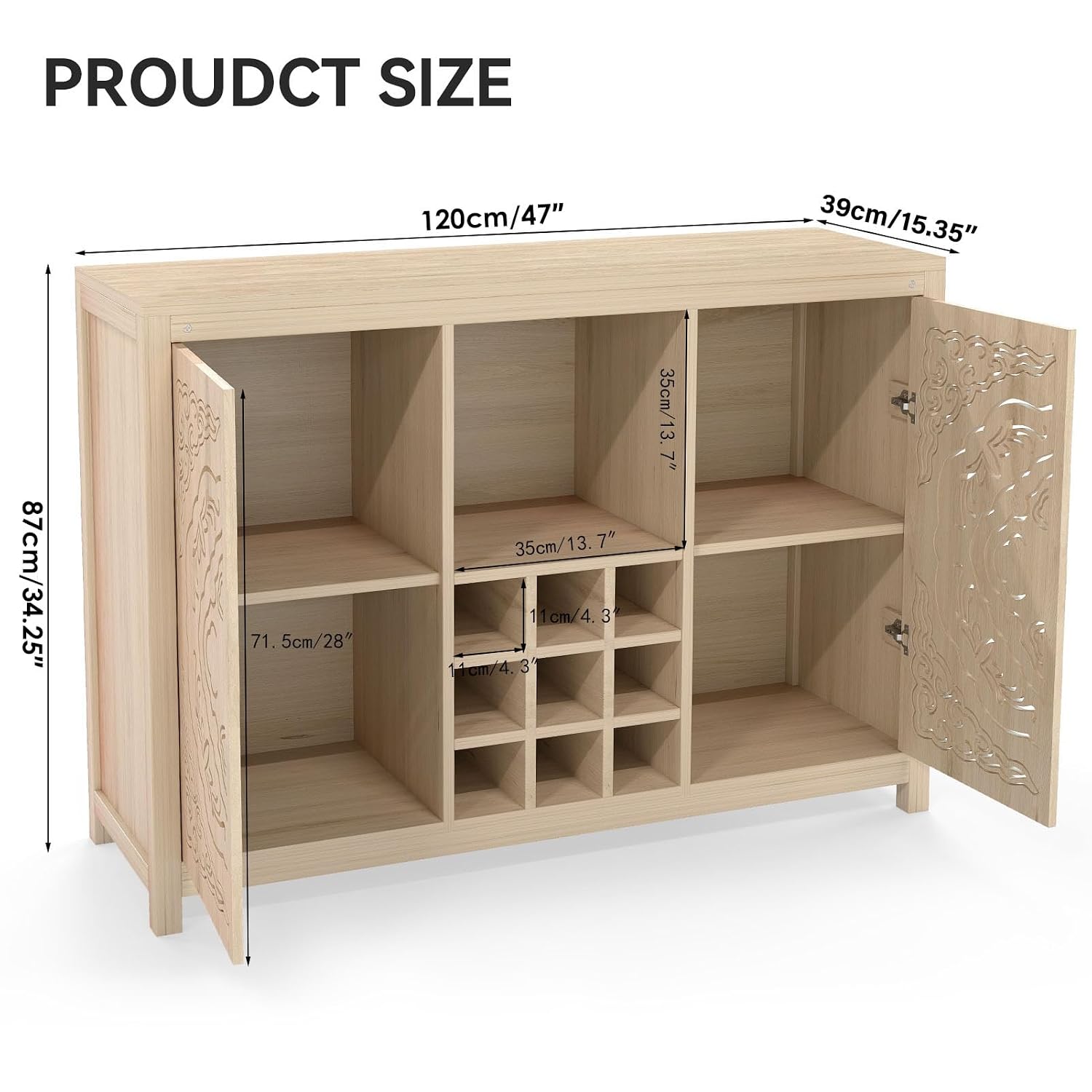 Wood Bar Cabinet with Adjustab - Home Bar And Cabinet recension och pris