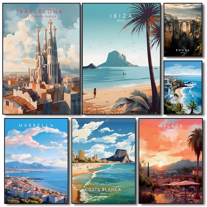 Spain Travel Poster Barcelona  - Home Barcelona recension och pris