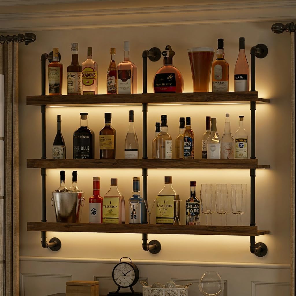Wall Mounted Wine Rack With LE - Home Bar Shelves recension och pris