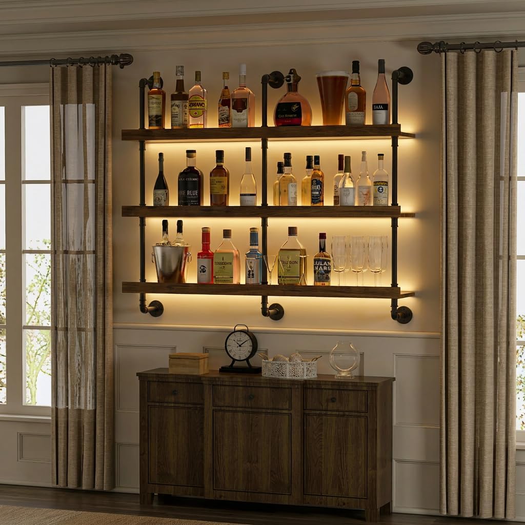 Wall Mounted Wine Rack With LE - Home Bar Shelves recension och pris