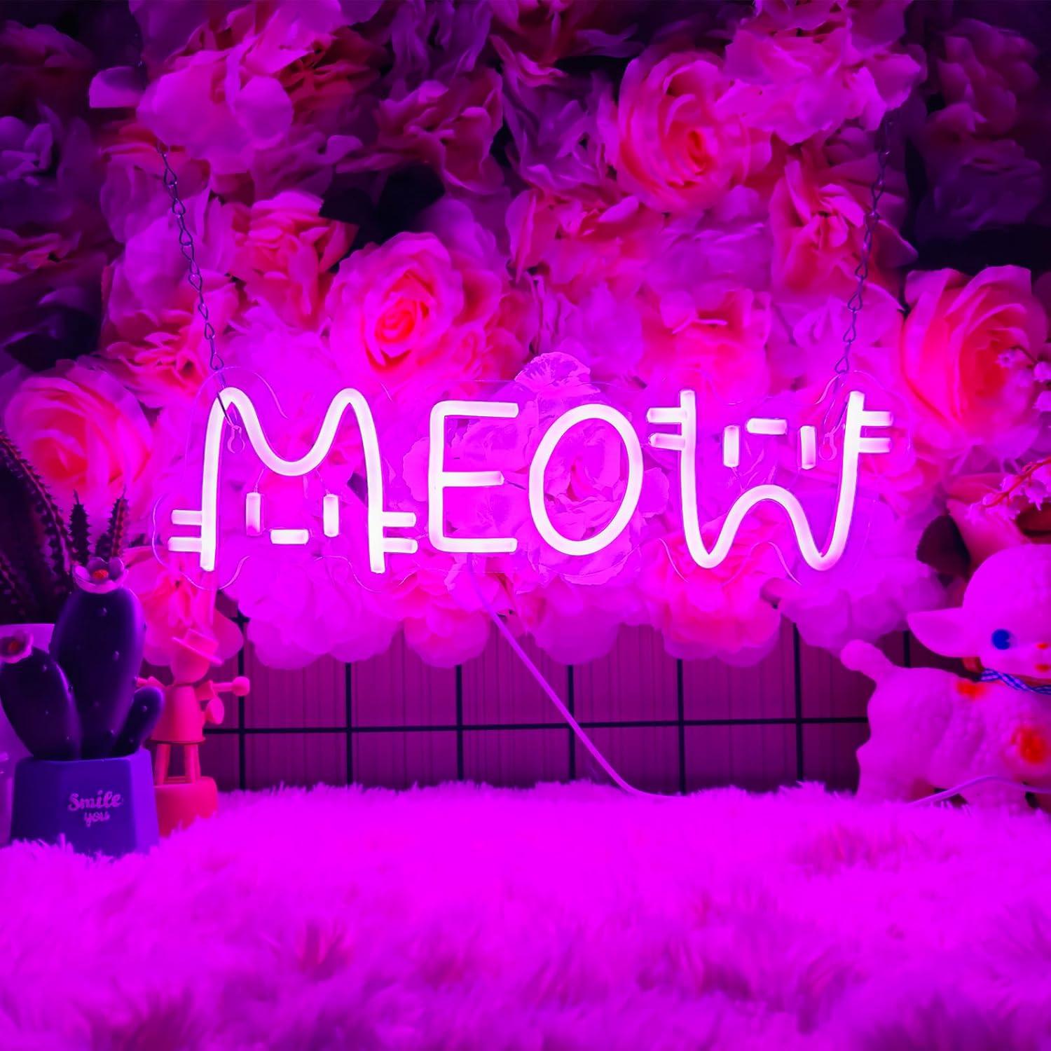 Meow Neon Sign Cat USB Powered - Home Bar Cafe recension och pris