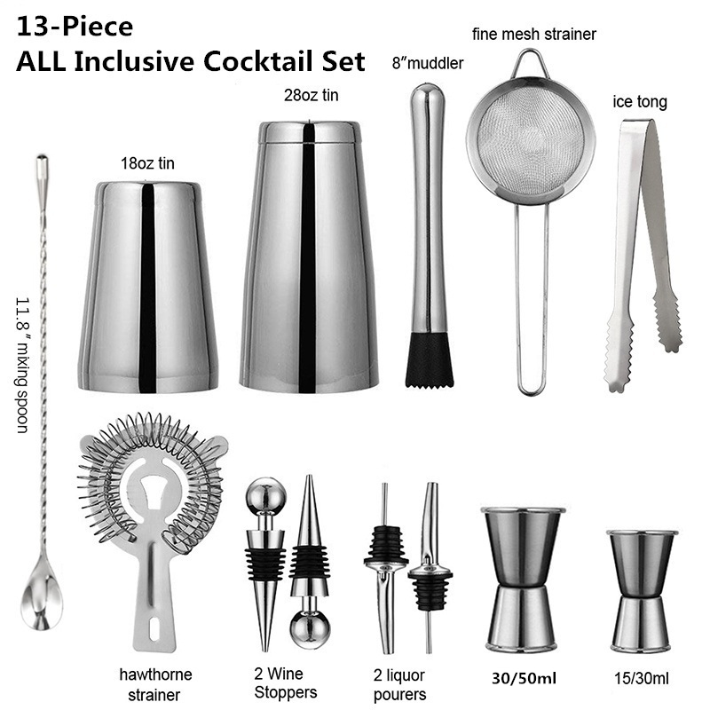 13Pcs/Set Stainless Steel Cock - Boston Shaker Set recension och pris