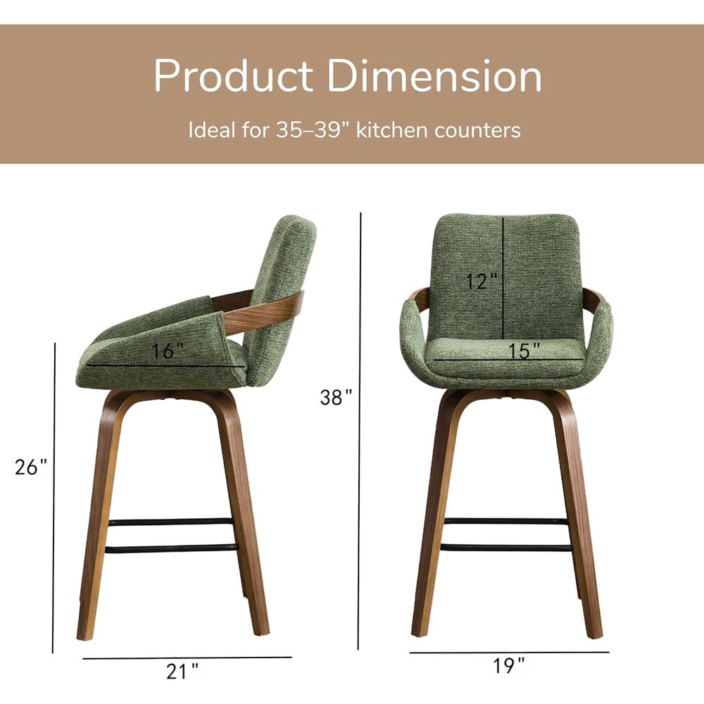 Set of 2 26 Swivel Bar Stools  - Home Bar Seating recension och pris